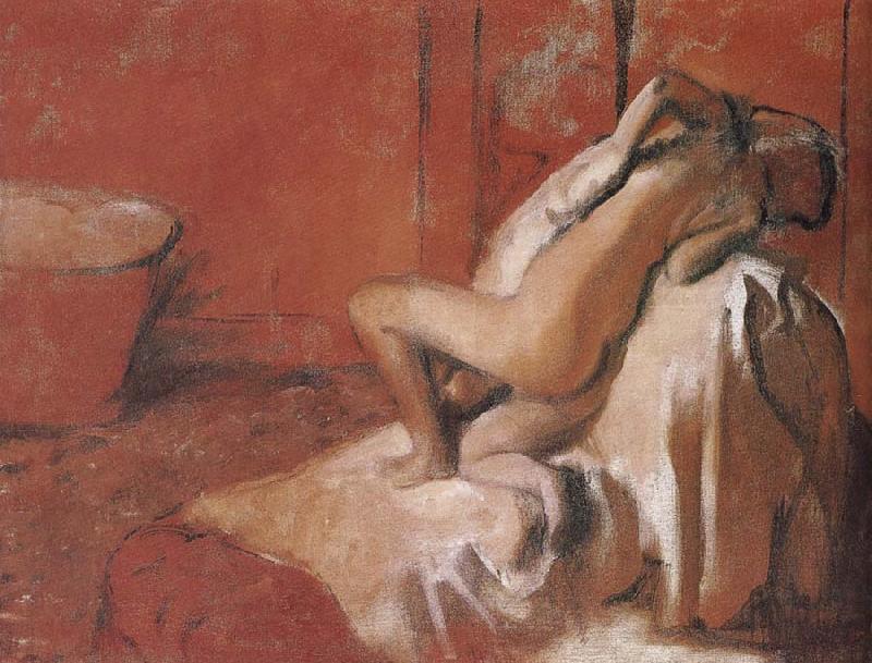 Edgar Degas Lady toweling off her body after bath
